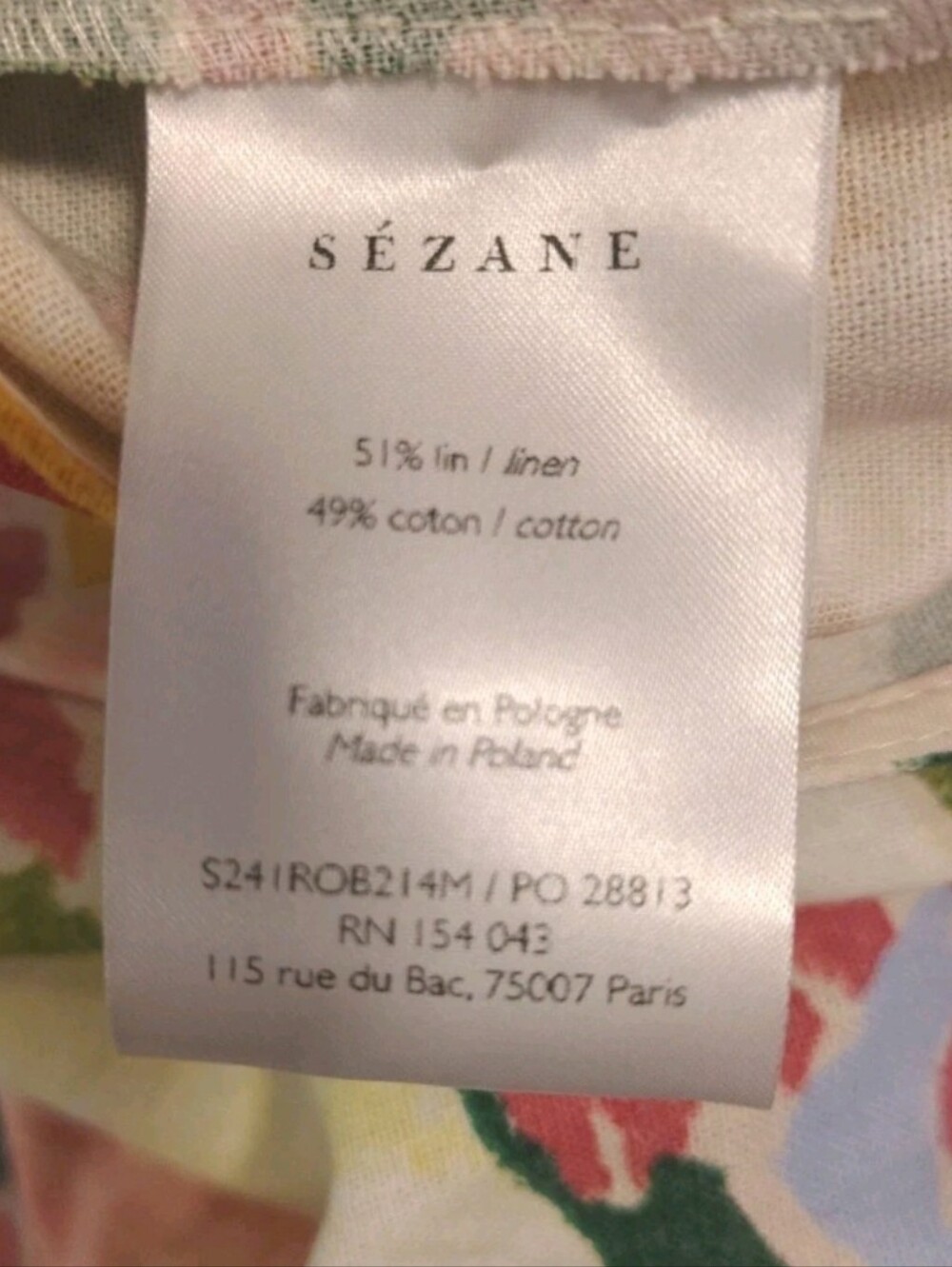 Sezane Jiana Dress Linen Blend Italy Floral Open Back Puff Sleeve Midi Luxury 4 - Picture 10 of 11